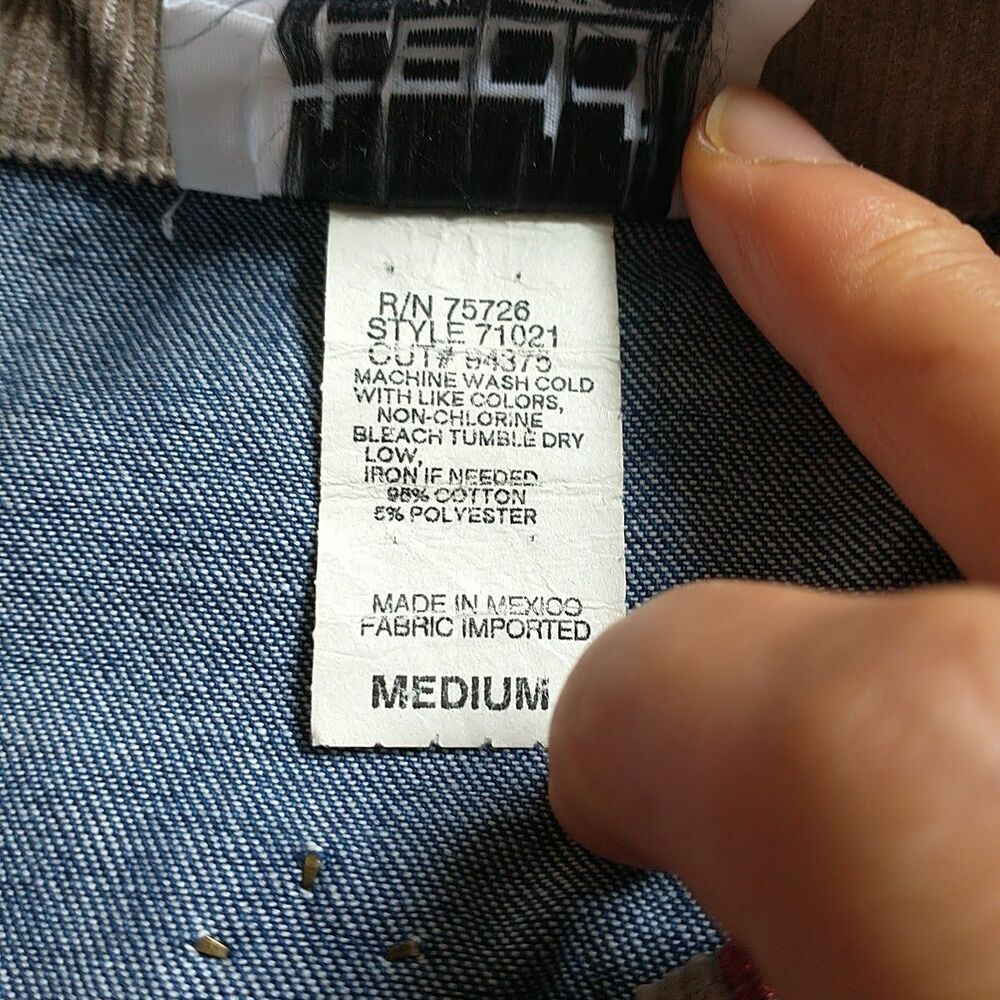 Vtg Teddi Chore Jacket Womens M Blue Denim Embroidered Heart Pocket Corduroy 90s - Picture 9 of 9